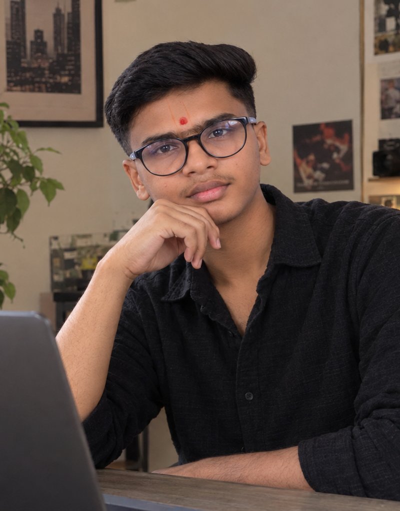 Portrait of Ved at his laptop